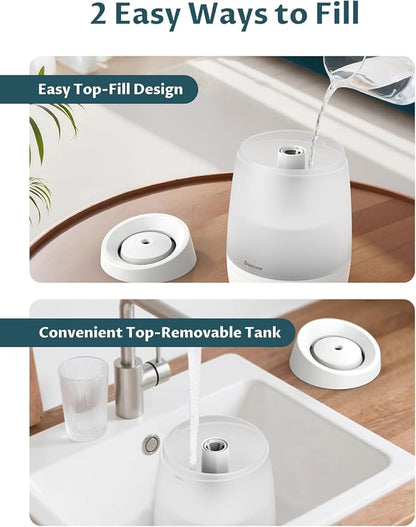 BREEZOME 2.5L Top Fill Humidifiers for Bedroom, 250ml/h Mist Output, 25hrs Humidifiers for Home, 7 Adjustable LED, Essential Oil Diffuser, 25dB Ultrasonic Humidifier for Baby and Indoor Plants, White