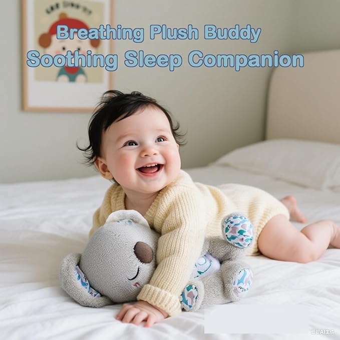 Breathing Koala Stuffed Animal - Anxiety Relief Plush with Musical Lights & Rhythmic Breathing Motion for Adults and Kids (Yellow)