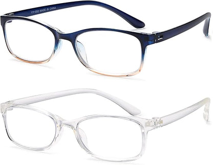 EYEURL 2 Pack Reading Glasses for Women Men, Blue Light Blocking Lightweight TR90 Readers Filter Glare/UV Rays/Eyestrain, 3.00