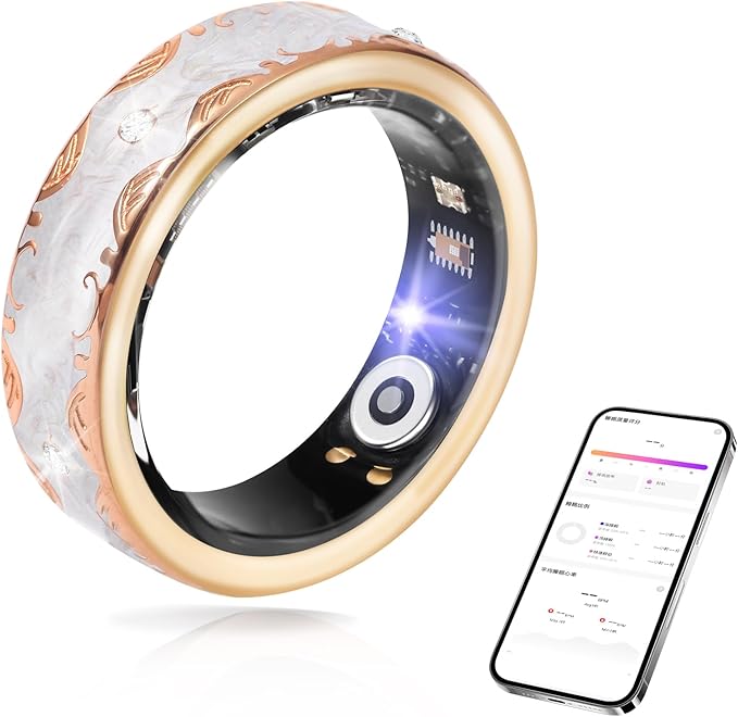 Smart Ring for Women-Men,Tracks Heart Rate, Sleep, SpO2, HRV. 128 Sports Modes, IP68 Waterproof, Gesture Control, No Subscription, iOS & Android Compatible (10)
