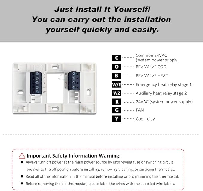 Super Programmable Thermostat for Home，2 Heat/1 Cool Heat Pump Or 1 Heat/1 Cool Conventional Systems, White Backlight