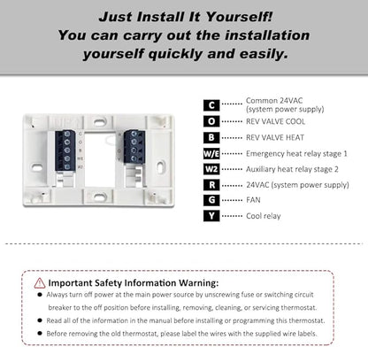 Super Programmable Thermostat for Home，2 Heat/1 Cool Heat Pump Or 1 Heat/1 Cool Conventional Systems, White Backlight