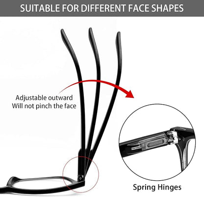VIDEBLA 5 Pack Blue Light Blocking Reading Glasses,Spring Hinge Readers for Women Men,Anti UV Ray Filter Nerd Eyeglasses