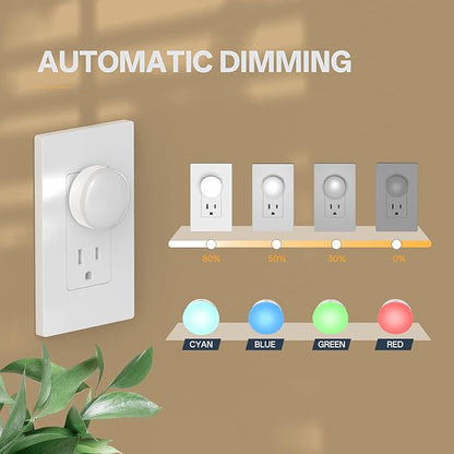 Mini Plug in Night Light, Dusk to Dawn Night Light, Dimmable Color Changing, 4 Modes, for Kids or Adults, for Breastfeeding, Sleep Aid, Bedroom, Nursery, Hallway, FCC, 12 Pack