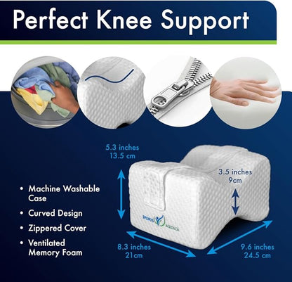 Sports Medica Doctor Developed Knee Pillow for Side Sleepers - Washable Cover Memory Foam Leg Pillow for Side Sleeping, Lower Back & Sciatica Pain Relief - Spine Alignment - Between Knee Hip Cushion