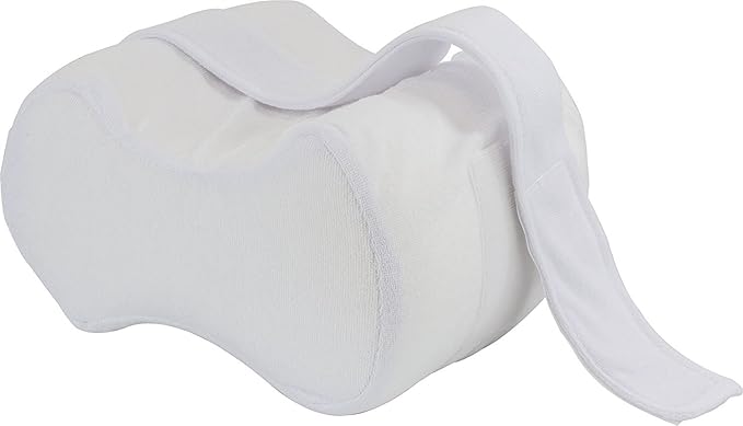 Ergonomic Knee Pillow for Side Sleepers - Orthopedic Memory Foam Knee Pillow for Spine Alignment & Back Pain - Soft Cover with Stabilizing Strap - Knee Wedge Pillow for Deep Night’s Sleep