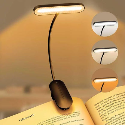 Clip-On Book Light for Reading at Night -Rechargeable 14 LEDs with 3 Color Modes & Stepless Dimming Brightness, Eye-Care, USB-C Charging, 70-Hour Runtime, 360° Flexible Gooseneck