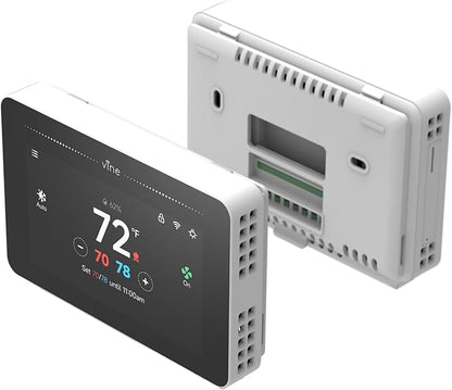 vine Programmable Thermostat for House with 4.3" Touch Screen, WiFi Smart Home Thermostat for AC and Heating, App/Voice Control, Compatible with Alexa and Google Assistant, C-Wire Required, TJ-919T