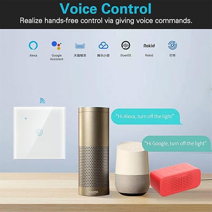 Homekit Smart Light Switch,Glass Touch Panel, Works with Homekit,Siri Voice Control,Timing, Neutral line Needed,EU,10A (1 Gang)