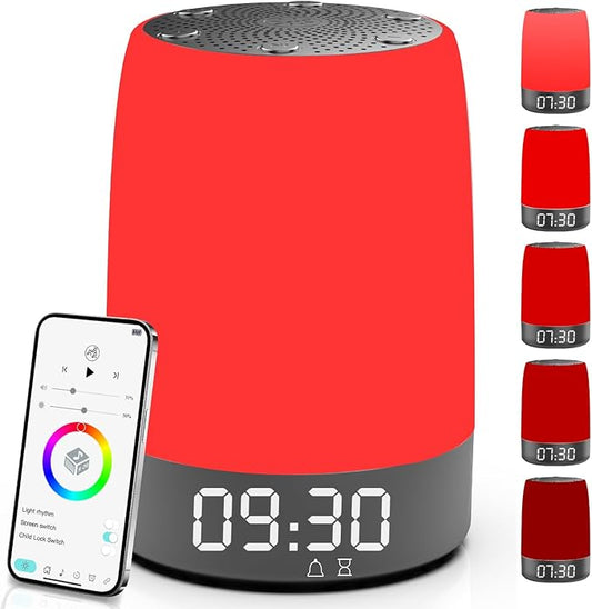 Red Light Therapy Sleep Device with 5-Level Red Light Therapy (620–690nm), 32 White Noise, Smart App Control, Night Light to Support Deep Relaxation and Improve Sleeping for Adult & Kid