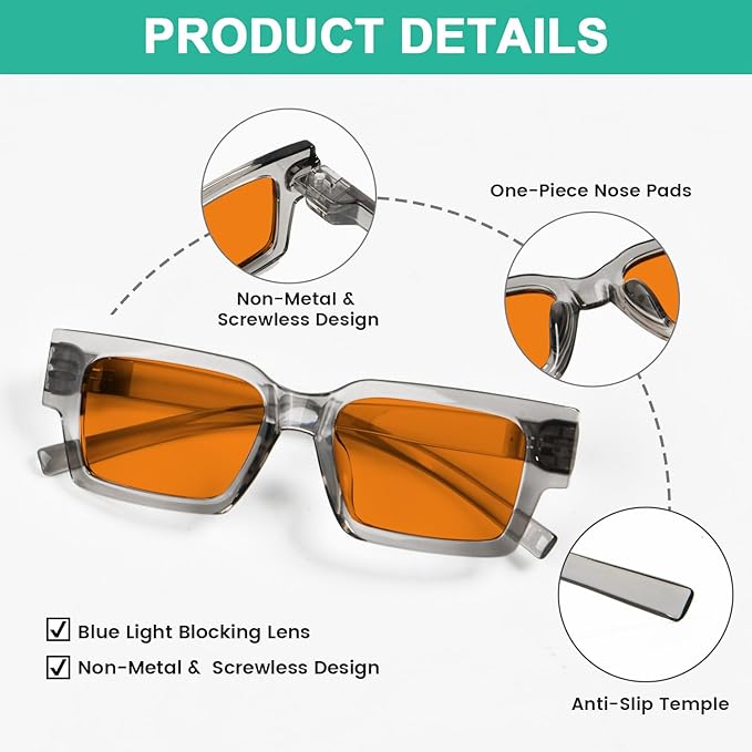 Eyekepper Blue Light Blocking Glasses Men Orange Tinted for Computer Gaming, Sleep Better and Reduce Eyestrain
