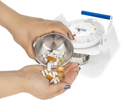 e-Pill MedTime Station Automatic Pill Dispenser – Locked Medication Reminder with Tipper Base & 6 Alarms, Clear Cover – Pill Organizer for Seniors & Caregivers