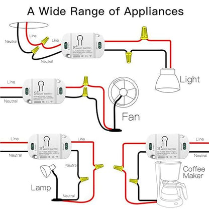 10A KR2201WB Wi-Fi Wireless Smart Basic Switch for Smart Home Smart Life APP Compatible with Alexa & Google Home Assistant No Hub Required Support DIY Module (5-Pcs)