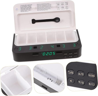 NOLITOY Smart Pill Organizer Alarm Reminder for Seniors Portable Medication Storage Clock Function for Elderly Care and Management