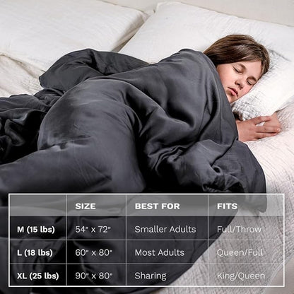 LUXOME Luxury Cooling Weighted Blanket for Adults | Includes Removable Cover | 25 lbs | 90"x80" | King Size | Grey