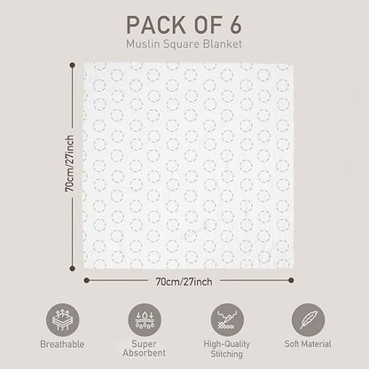 GLLQUEN BABY Receiving Blanket Boy Cotton Muslin Swaddle Blankets Girl Newborn Squares Breathable & Soft Thin Baby Blankets Cloths Double Absorbent Infant Swaddling Wrap - 6 Pack (Christmas Bear)