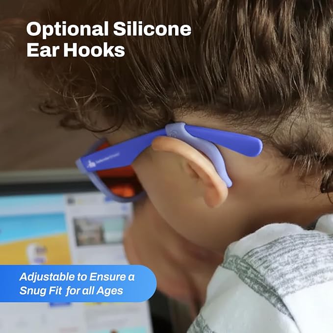 DefenderShield Blue Light Blocking Glasses Kid Series for Computer, Mobile, Gaming, Sleep-Purple - Anti Eye Strain, Headache
