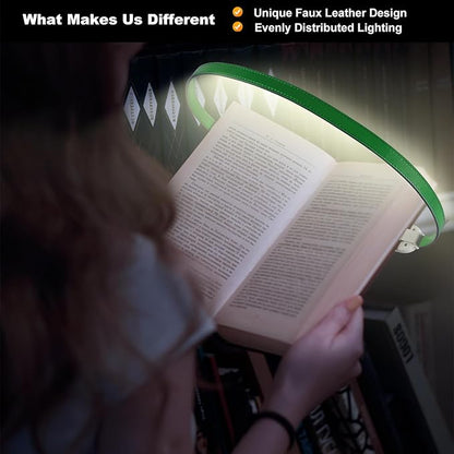 Rechargeable Book Light for Reading, 12 LED Eye-Care Reading Light, 4 Color Temperatures, Stepless Dimming, No Flicker, Evenly Distributed Lighting for Books, Perfect for Reader (Green)