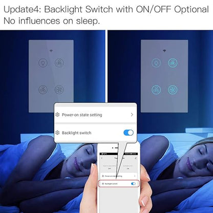 MoesGo WiFi RF Smart Ceiling Fan Light Switch, Work with Smart Life/Tuya APP, Control Speed Control Alexa and Google Home Compatible White