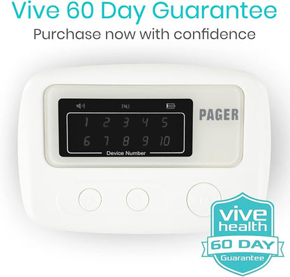Vive Wireless Caregiver Pager - Nurse Alert for Dementia Patients - Smart Portable Medical System for Caretaker - Connects to Call Button, Door, Window, Bed, Chair, Floor Alarm Pads