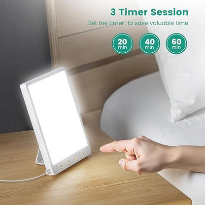 Light Therapy Lamp - 10000 Lux Therapy Light, 3 Color Temperature & Wall Mount with Memory Function, Touch Control Portable Therapy Lamp with Adjustable Brightness for Home & Office (Wired Only).