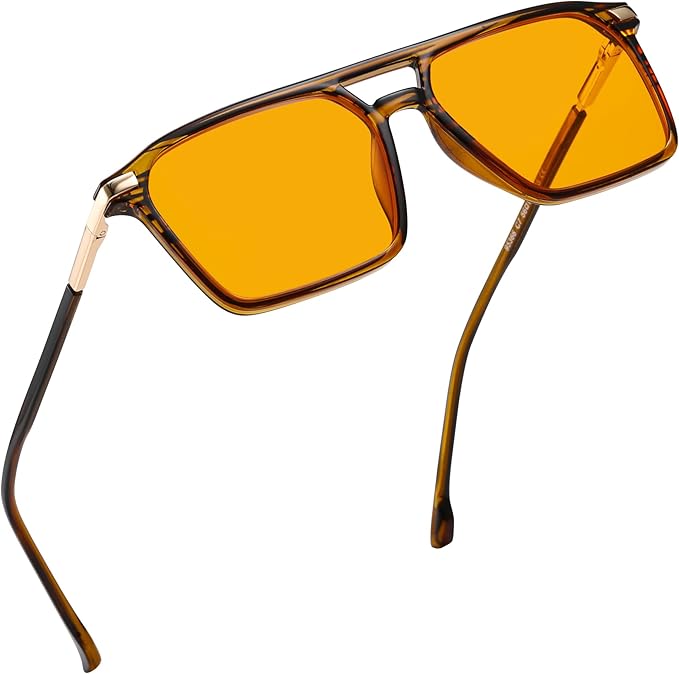 Amber 99% Blue Light Blocking Computer Reading Glasses Orange Lens for Better Sleep, Eye Strain Men Women Sun Readers