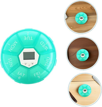 Didiseaon 2pcs Portable Automatic Pill Dispenser with Alarm Compartment Travel Medication Organizer for Elderly Compact Lightweight Pill Case for Timed Reminder and Secure Storage