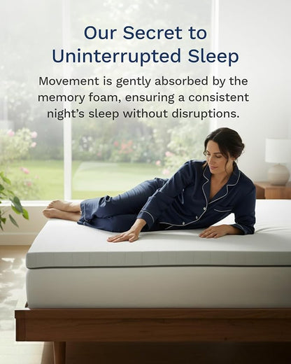 ViscoSoft Dusk 3-Inch Memory Foam Mattress Topper - Queen Mattress Topper, Washable Cover, Cooling & Back Pain Relief, CertiPUR-US Performance Tested and Certified Foam