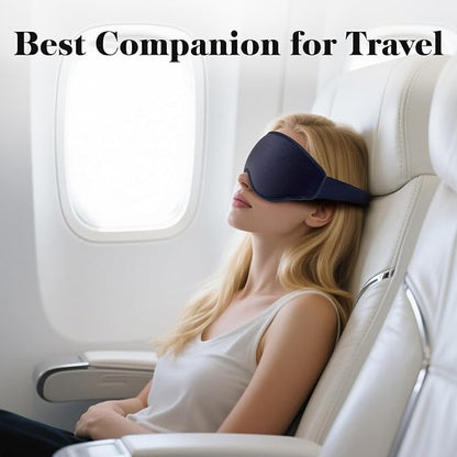 3D Eye Mask Sleep Mask for Men & Women, 100% Pressure-Free & Light Block-Out Eye Mask for Sleep with Easy Adjustable Strap, Night Eye Cover for Travel, Blue