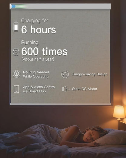 Motorized Roller Shade with Remote Control, Blackout Electric Shade for Windows Compatible with Alexa Google via Hub, Rechargeable Smart Window Blind Customized Size (Texture Beige)