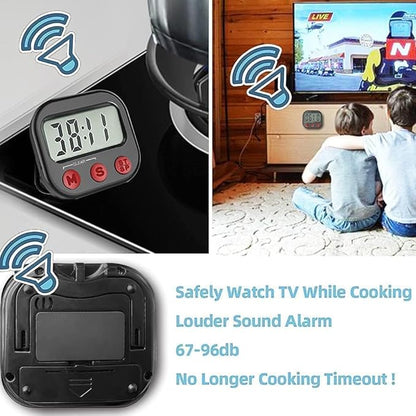 Kitchen Timer, Digital Visual Timer Magnetic Clock Stopwatch Countdown Timer, Large LCD Screen Display Big Digits, Loud Alarm for Cooking, Shower, Bathroom