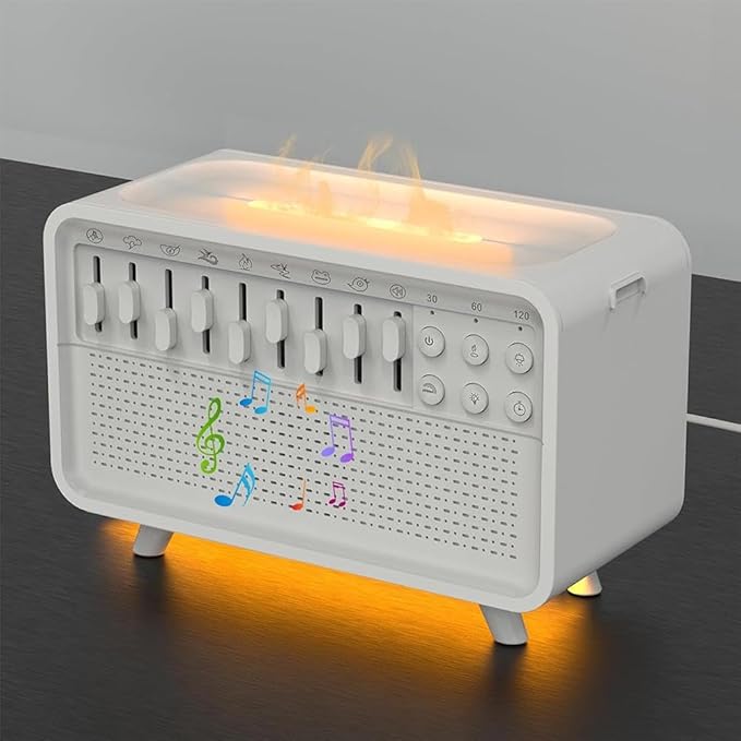 2026 New White Noise Night Light Diffuser Humidifier - 8 Ambient Sounds Aromatherapy Machine for Sleep, Meditation, Yoga, Home Use
