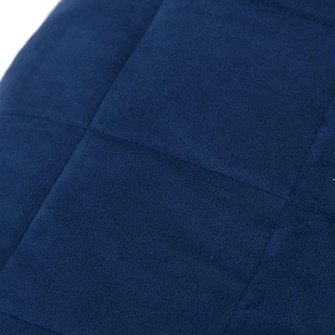 Blue Weighted Blanket 54.3 x 78.7 Inches with Glass Beads, Breathable Polyester for Anxiety Relief and Deep Sleep, Heavy Blanket for Adults, Easy Care Velvety Texture