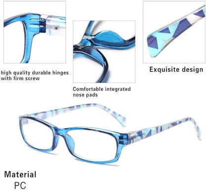 Henotin 5-Pack Reading Glasses Blue Light Blocking Anti Eyestrain Computer Reading Glasses for Women and Men Readers (Mixed color, 0.50, Diopters)