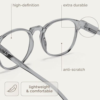 IBOANN Chic & Comfy Blue Light Glasses for Women - 3-Pack Round Frames, Screen-Ready Style with UV Protection Coating