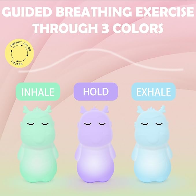 Breathing Loong Guided Visual Breathing Light for Mindfulness Relief | Relaxation Tool | Focus Meditation Device & Calming Night Light | Ideal for All Ages, Home & School Use (Loong)