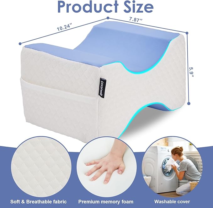 Leg Pillow for Side Sleeping, Knee Pillow for Side Sleepers,Knee Pillow, Sciatica Pain Relief, Smooth Spine Pillow for Sciatica, Back, Hip Pain Relief (Blue)-1PCS