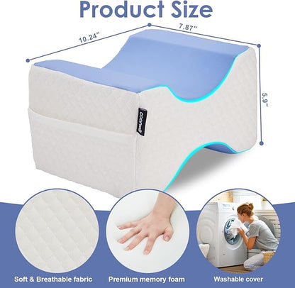 Leg Pillow for Side Sleeping, Knee Pillow for Side Sleepers,Knee Pillow, Sciatica Pain Relief, Smooth Spine Pillow for Sciatica, Back, Hip Pain Relief (Blue)-1PCS