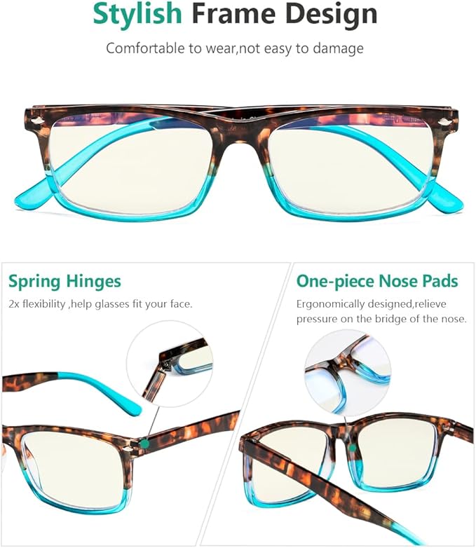 Eyekepper Computer Reading Glasses for Men Blue Light Blocking Readers Women, Tortoise-Blue