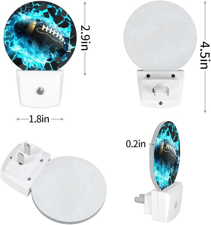 Plug-in Led Night Light with Auto Dusk to Dawn Sensor for Boys Girls Room Decor, Football Wall Lamp Nightlights for Hallway,Bedroom, Kids Room, Kitchen, Stairway, (0.5W, 2 Pack)
