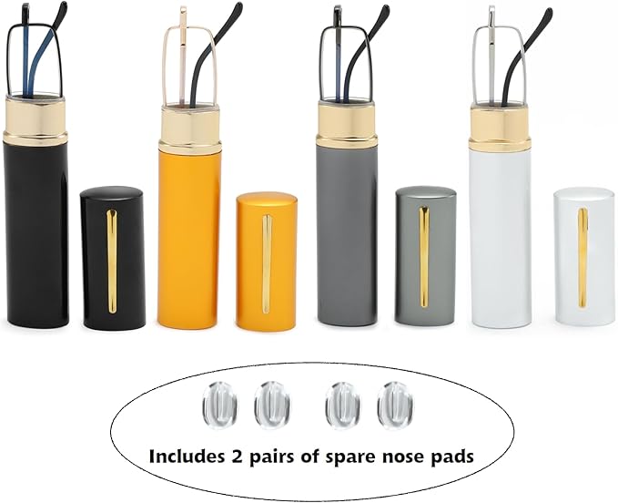 Blue Light Blocking Reading Glasses - Slim Pocket Readers with Pen Clip Case Mini Lightweight Readers