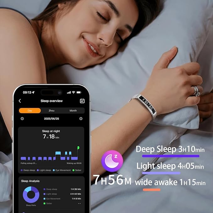 Smart Bracelet Fitness Tracker Heart Rate Monitor Sleep Activity Tracker Step Counter Calories Pedometer Waterproof Slim Thin Health Band for Women Ladies Men