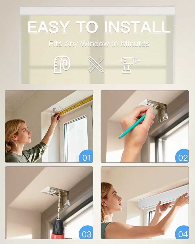 Motorized Light Filtering Roller Shades with Remote Control, Smart Blinds for Windows Compatible with Alexa Google via Hub, Rechargeable Electric Window Shade Customized Size (Beige)