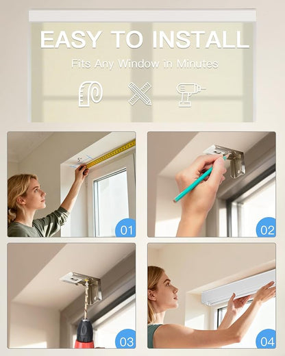 Motorized Light Filtering Roller Shades with Remote Control, Smart Blinds for Windows Compatible with Alexa Google via Hub, Rechargeable Electric Window Shade Customized Size (Beige)