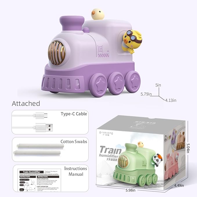 Portable Mini Humidifier,300ml USB Desktop Personal Cool Mist Small Humidifiers,2 Mist Modes,Auto Shut-Off,Mute for Bedroom/Home/Nursery/Office,Cute Mini Humidifier With Night Light (Purple)