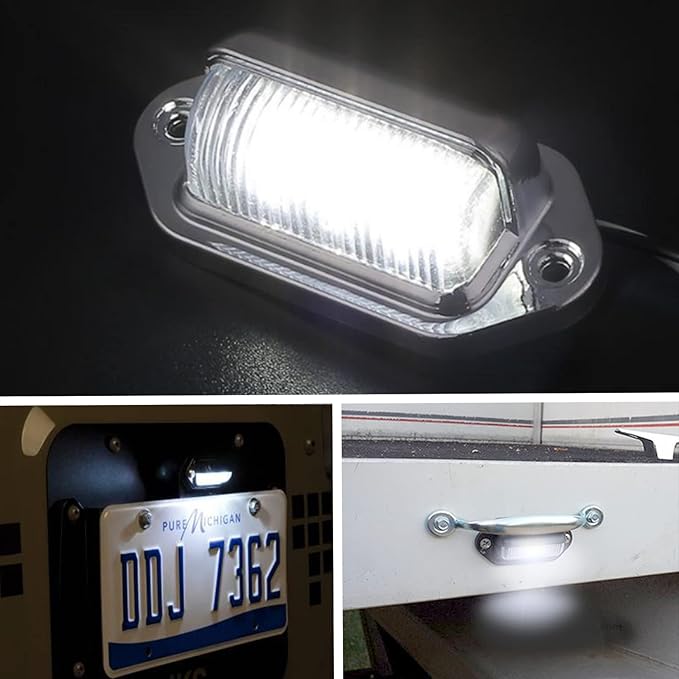 4PCS Xenon White LED License Plate Light, 12V-24V DC Waterproof 6-SMD License Plate Lamp Taillight, For Truck SUV Trailer Van RV Boats as Step Courtesy Light, Dome/Cargo Lights or Under Hood Light