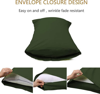 Best Season 4 Piece Bed Sheet Set (Queen Size Olive Green) 1 Flat Sheet,1 Fitted Sheet and 2 Pillow Cases,100% Brushed Microfiber 1800 Luxury Bedding,Deep Pockets,Extra Soft & Fade Resistant