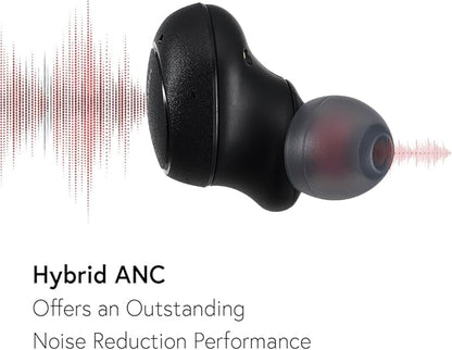 Phiaton Bonobuds Plus Digital Hybrid Active Noise Cancelling True Wireless Earbuds with Qualcomm Snapdragon Sound (Space Black)