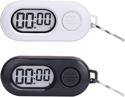 2 Pack Keychain Timer, Portable Digital Countdown Timer with LCD Screen, Kitchen Timers, Stopwatch for Kids, Pocket Stop-Watch fo Sports, Cooking, Baking, Training, Shower, Studying