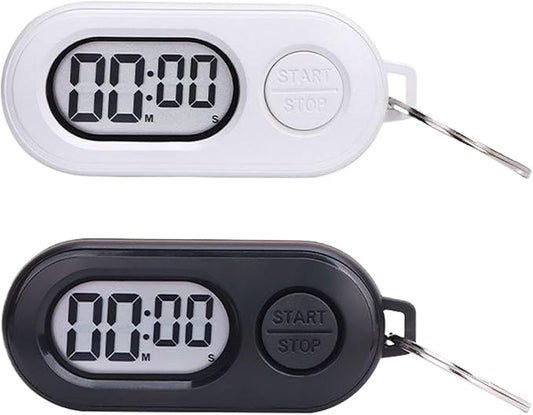 2 Pack Keychain Timer, Portable Digital Countdown Timer with LCD Screen, Kitchen Timers, Stopwatch for Kids, Pocket Stop-Watch fo Sports, Cooking, Baking, Training, Shower, Studying